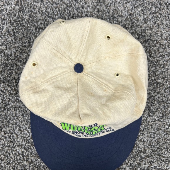 Vintage Retired Postal Worker Hat Cap Beige Navy Blue Embroidered Made in USA - Picture 3 of 8